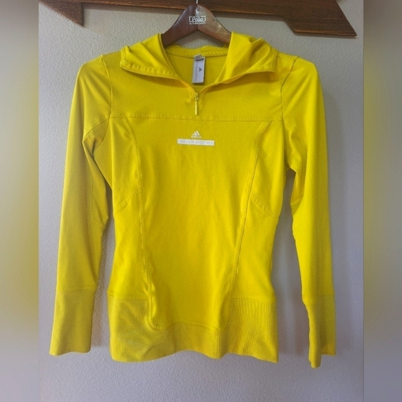Adidas by Stella McCartney Tops - Adidas X Stella Mcartney Womens Yellow Hooded 1/4 Zip Stretch Pullover Size S